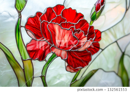 Red carnation stained glass AI image Red carnation stained glass AI image 132561553