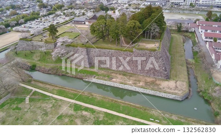 Tamba "Sasayama Castle Ruins" from a distance. Main citadel stone walls and palace Tamba "Sasayama Castle Ruins" from a distance. Main citadel stone walls and palace 132562830