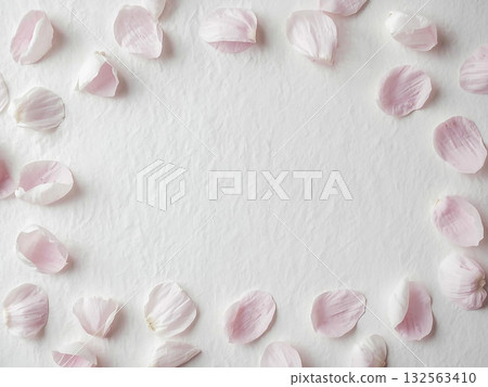 優雅的櫻花花瓣和日式紙框插圖 132563410