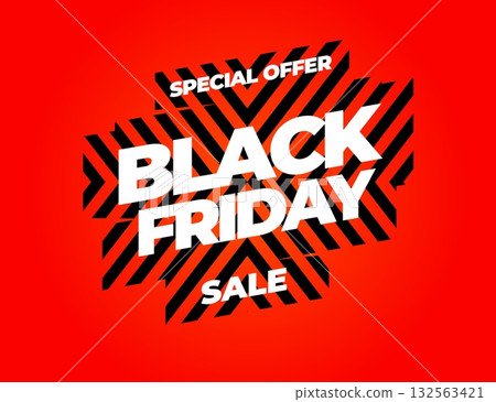 Black Friday sale banner template design. Vector illustration. 132563421