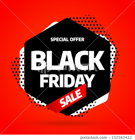 Black Friday sale banner template design. Vector illustration. 132563422