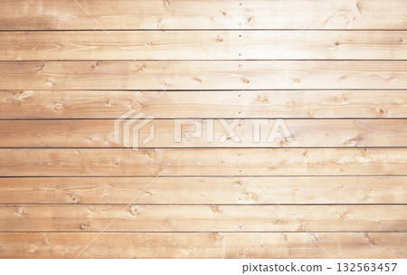 橫向背景圖2，展現紋理和節疤清晰可見的原木板 132563457