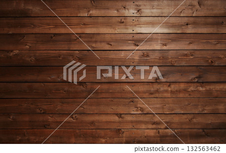 Horizontal background image 2 of a row of dark brown boards with wood grain and knots 132563462