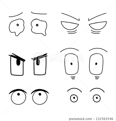 Eyes anime cartoon hand drawn for facial expression, illustration and element 132563546
