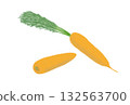 Simple carrot illustration, with leaves, white background 132563700