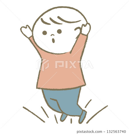 快樂跳躍的孩子粉紅 132563740