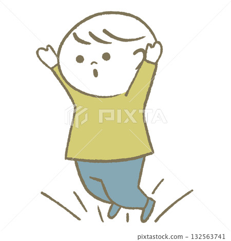 快樂跳躍的孩子黃色 132563741