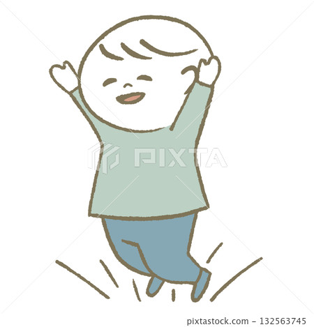 快樂跳躍的孩子,淺藍色 快樂跳躍的孩子,淺藍色 132563745