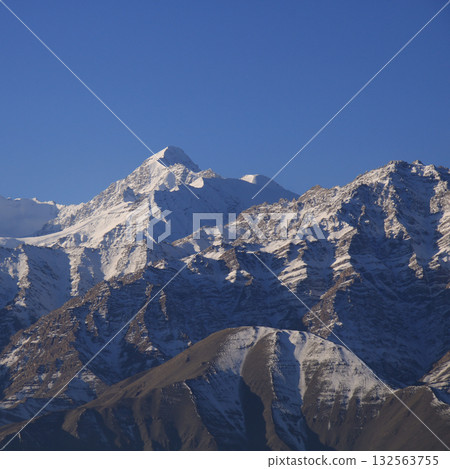 Stok Kangri, mountain of the Zanskar Range seen from Leh, India. Stok Kangri, mountain of the Zanskar Range seen from Leh, India. 132563755