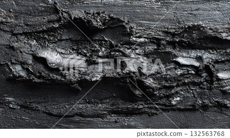 Black Bitumen Mastic Texture Thick Paste Macro View Asphalt Waterproofing Material Close Up Detail 132563768