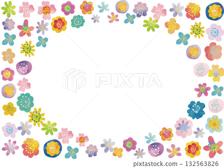 Scandinavian style cute watercolor flower frame 132563826