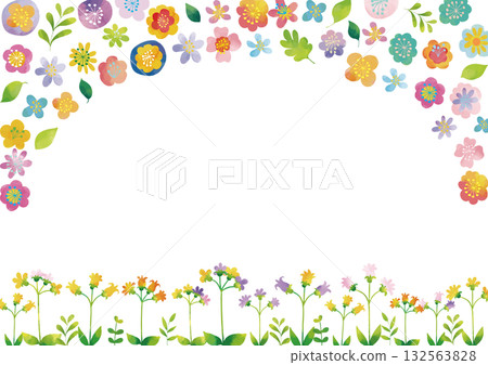 Nordic style cute watercolor flower frame 2 132563828