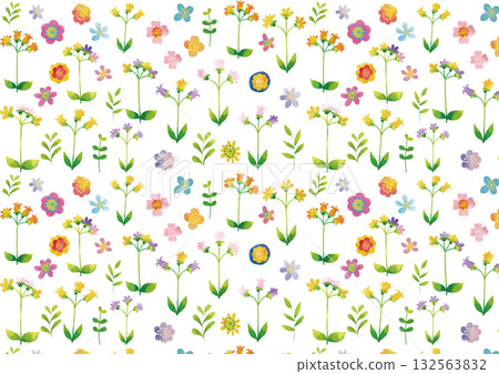 北歐風格可愛水彩花卉圖案 2 132563832