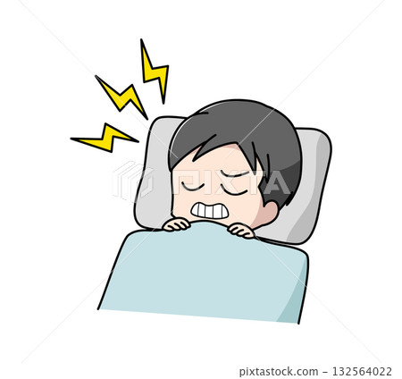 Illustration of a man grinding his teeth while sleeping 132564022