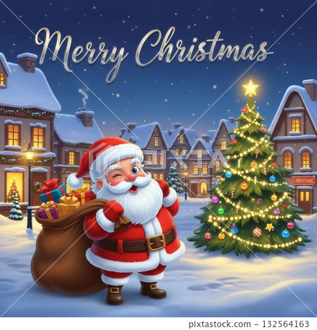 Comical and cute Christmas illustrations 132564163