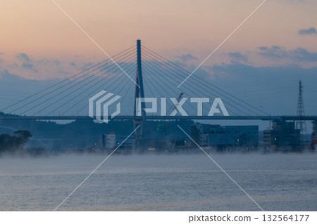 Kesennuma city early winter scenery storm 132564177