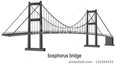 Vector Illustration of Bosphorus Suspension Bridge Structure 132564243
