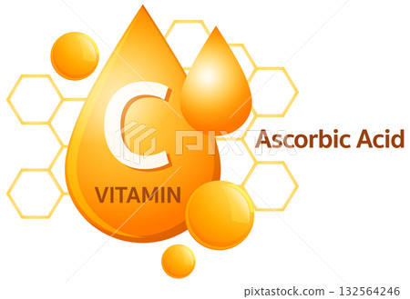 Vitamin C Ascorbic Acid Molecule Vector Illustration 132564246