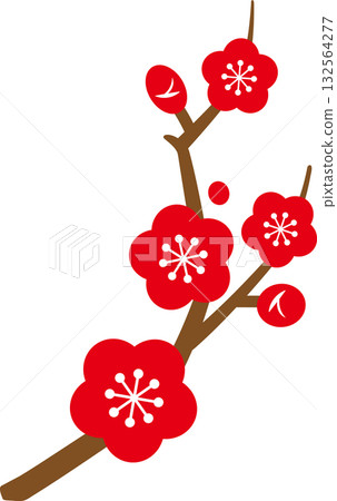 Simple and cute vector illustration of plum blossoms and branches 132564277