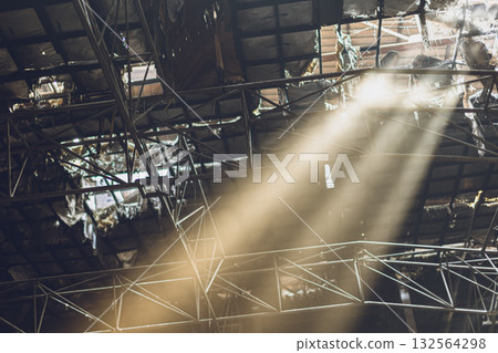 Ruin decay weathered ceiling collapse pull down, bad poor old aged abandoned building roof structure Ruin decay weathered ceiling collapse pull down, bad poor old aged abandoned building roof structure 132564298