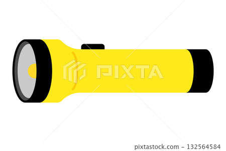 Yellow flashlight illustration for disaster prevention and camping 132564584