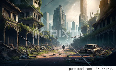 荒涼的未來城市(AI 生成圖像) 荒涼的未來城市(AI 生成圖像) 132564649