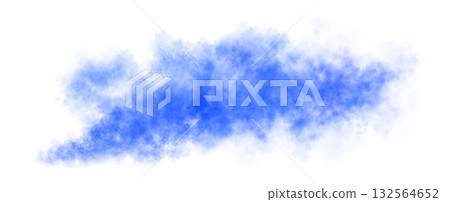 Deep blue smoke cloud trail on transparent background with realistic puff explosion effect and chemical spray 132564652