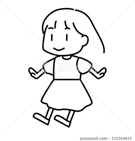 可愛的女孩張開雙臂站著 可愛的女孩張開雙臂站著 132564655