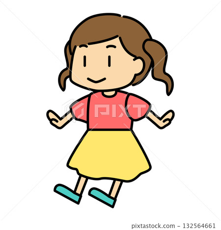 A cute character of a cheerful girl A cute character of a cheerful girl 132564661