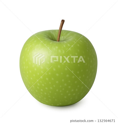 A realistic cutout illustration of a green apple with a transparent background 132564671