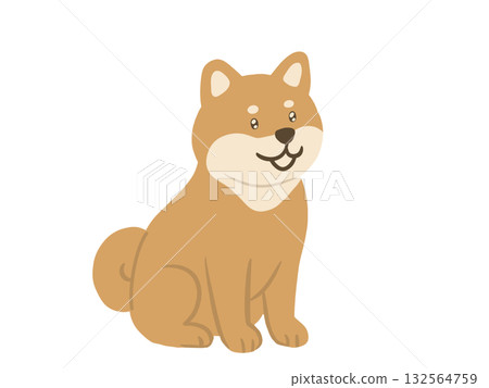 一幅柴犬的插圖，它坐著，面向前方，眼睛閃閃發光，彷彿想說些什麼。 132564759