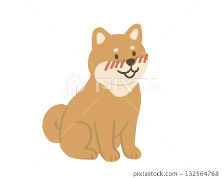 Illustration of a Shiba Inu sitting facing forward Illustration of a Shiba Inu sitting facing forward 132564768