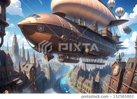 Steampunk-style scenery (airship) Steampunk-style scenery (airship) 132565003