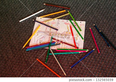 Child's Imagination Captured in a Drawing. 132565039