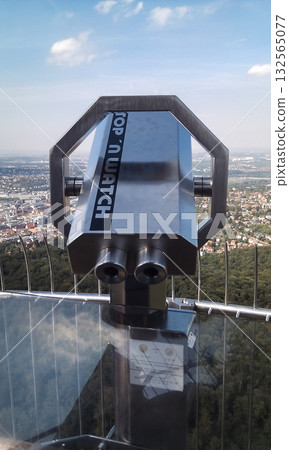 Public Binocular Viewer Overlooking Stuttgart Cityscape 132565077