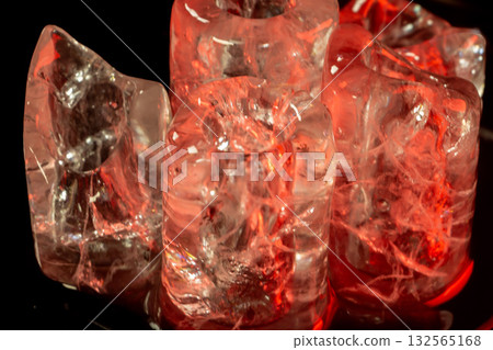 Red-Lit Ice Cubes for Drink Advertising 132565168