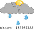 Icon of a Weather Symbol for Cloudy and Rainy. 132565388
