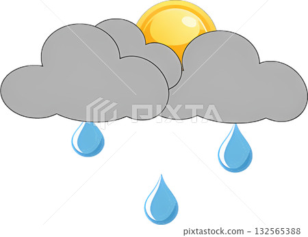 Icon of a Weather Symbol for Cloudy and Rainy. 132565388