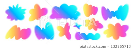 Colorful gradient blur groovy blob elements set Colorful gradient blur groovy blob elements set 132565713