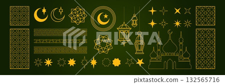 Islamic Ramadan ornament set Islamic Ramadan ornament set 132565716