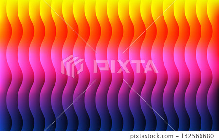 Gradient Wave Lines Vertical Abstract Color Flow from Yellow to Blue on Black 132566680