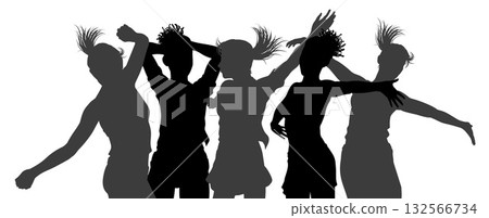 Dancing Women Silhouettes Crowd Party Celebration Dancing Women Silhouettes Crowd Party Celebration 132566734