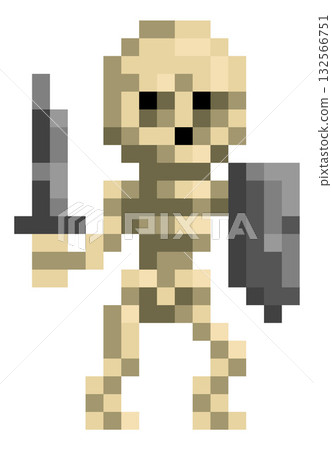 Skeleton Monster Pixel Art Game Cartoon Character Skeleton Monster Pixel Art Game Cartoon Character 132566751