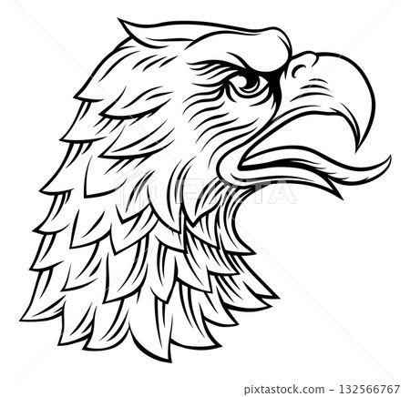 Eagle Head Woodcut Etching Heraldic Vintage Style Eagle Head Woodcut Etching Heraldic Vintage Style 132566767