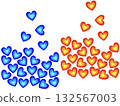 Warm and cool colors with lots of hearts falling 132567003