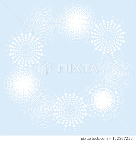 A light blue frame with various dot patterns 132567233