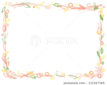A watercolor frame of red and yellow flowers and ivy with berries and smudges. A watercolor frame of red and yellow flowers and ivy with berries and smudges. 132567369