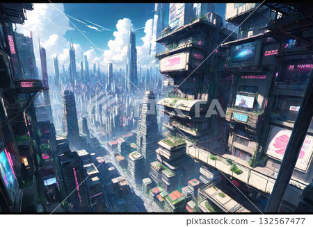 Cyberpunk-style landscape 132567477