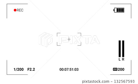 Camera recording interface viewfinder on white background Camera recording interface viewfinder on white background 132567593