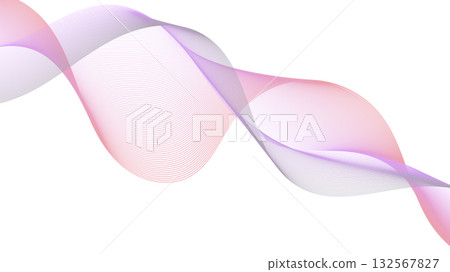 Colorful abstract wave line on white background in gradient pink and purple tones, representing motion, sound, and digital flow design Colorful abstract wave line on white background in gradient pink and purple tones, representing motion, sound, and digital flow design 132567827